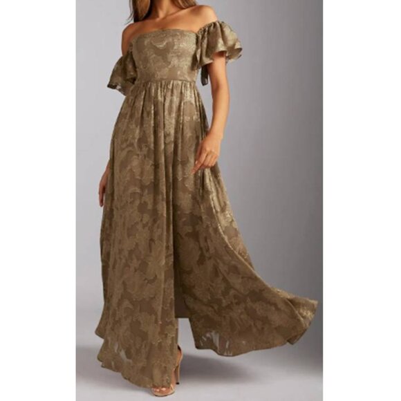 Azazie Women's Formal Maxi Dress Victoria Evening Party Floral Mocha Size 8 $149 - Picture 1 of 6